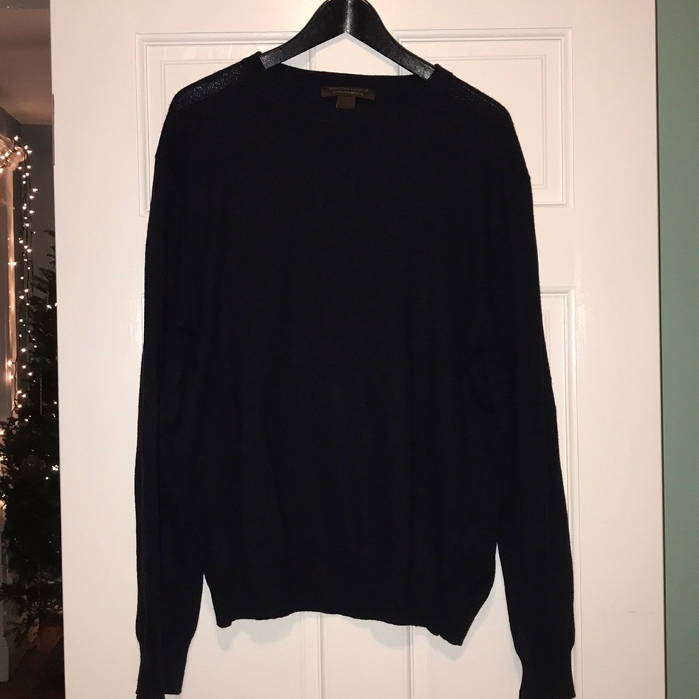 Navy blue cotton cashmere blend crewneck sweater